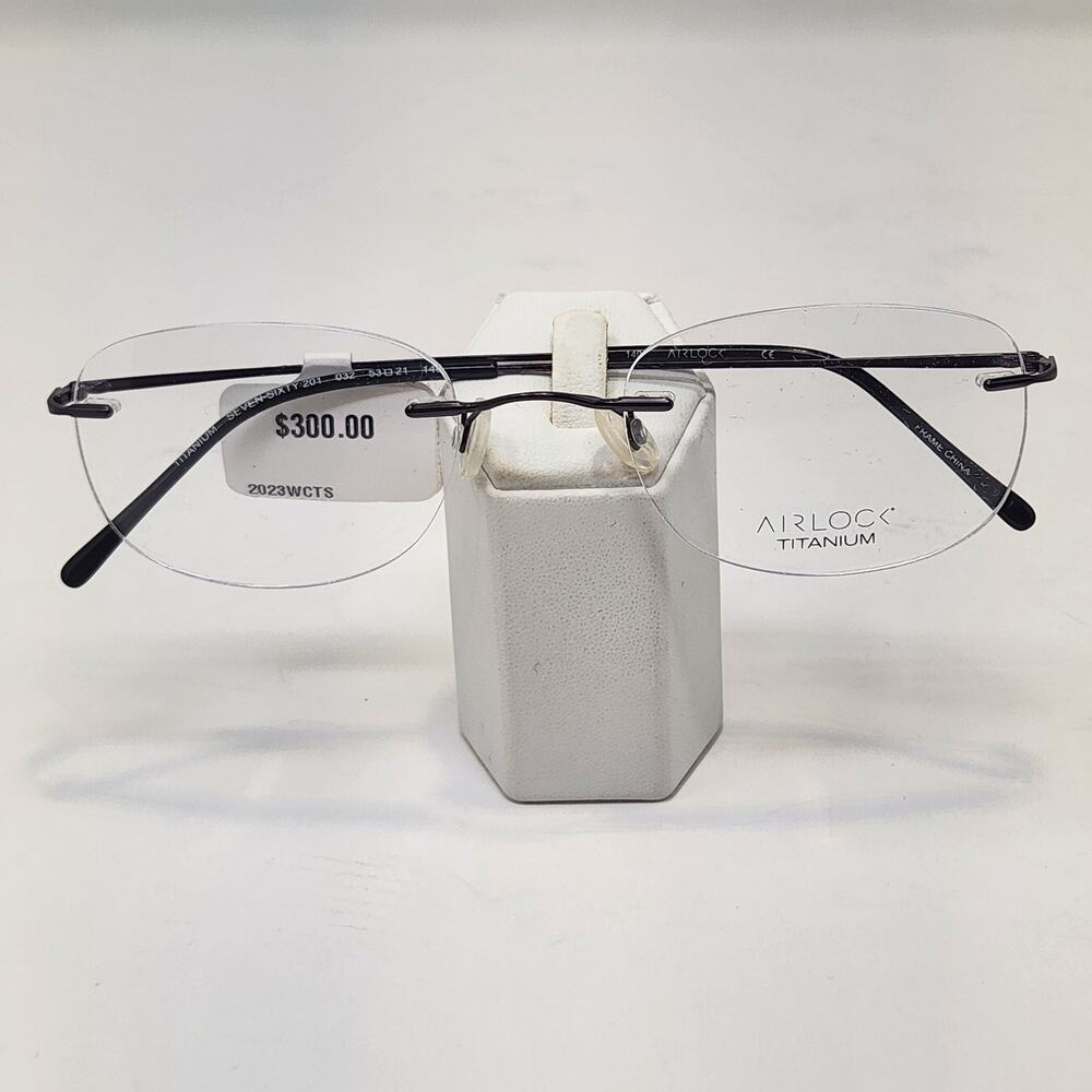 Airlock Titanium Seven Sixty 201 Gunmetal Rimless Eyeglasses Frames Rectangle